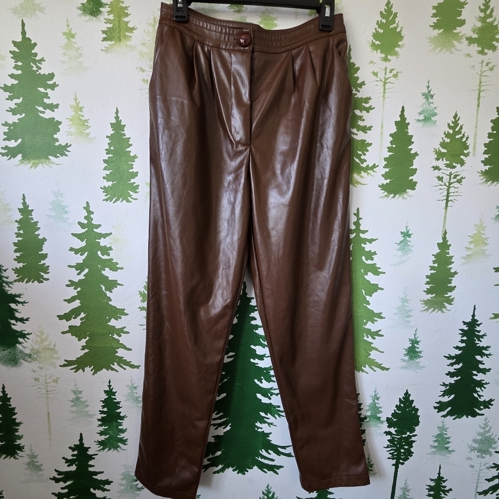 Priness Polly Brown Faux Leather Pants.